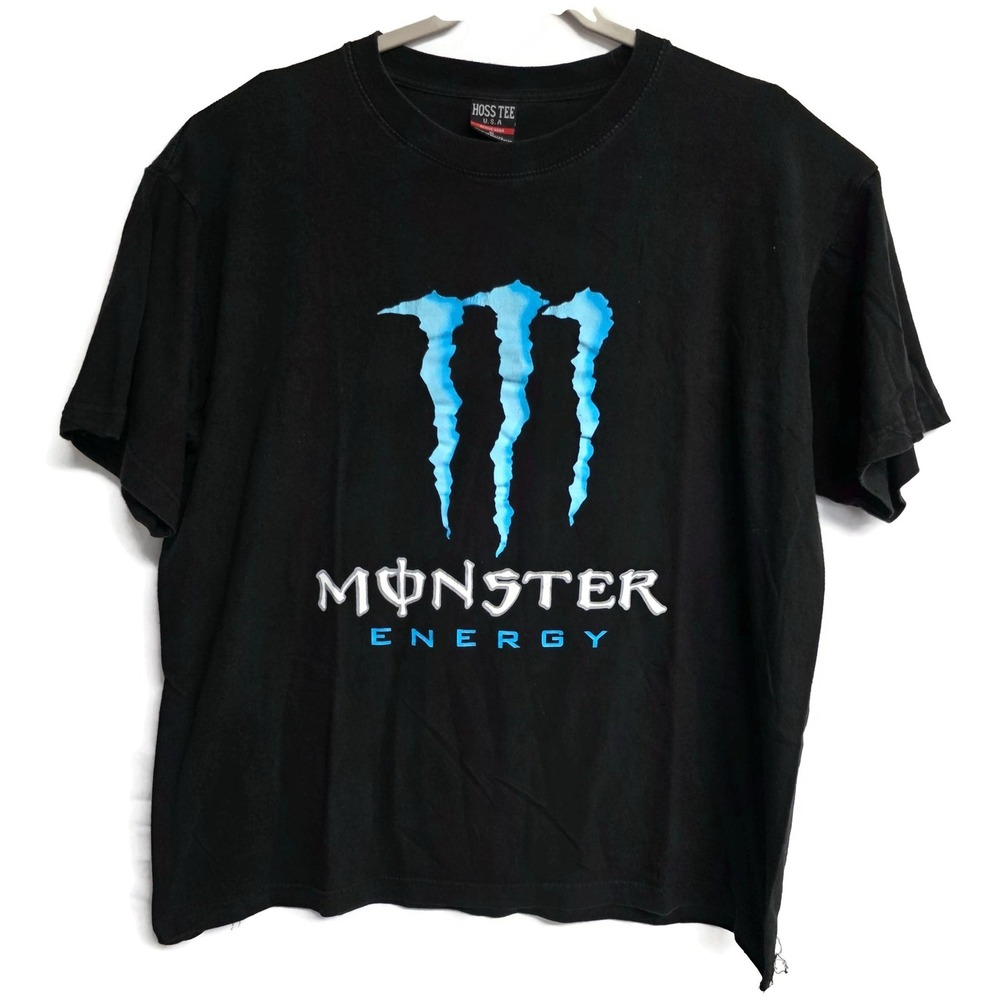 Hoss Tee Monster Energy Drink Graphic T-Shirt Mens XL Black Blue Logo RN 117779